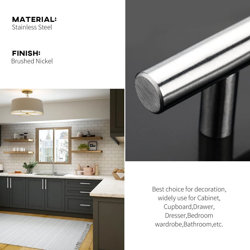 homdiy 20Pack 3 Inch Brushed Nickel Cabinet Pulls Modern Cabinet Handles - Brushed Nickel Drawer Pulls Stainless Steel Cabinet Hardware,5 Inch Overall Cabinet Door Handles for Cabinets,Cupboard - Image 4